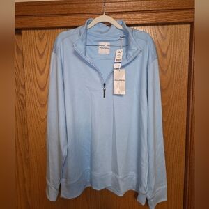 G308. NWT FLAWED Tommy Bahama Martinique 1/2 Zip Pullover in Aqua Ice - Size XL